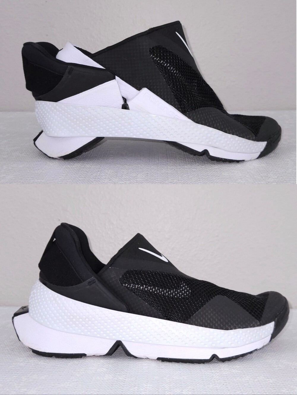 NIKE GO FlyEase Sneakers US 8 Black White Easy On Athletic Shoes